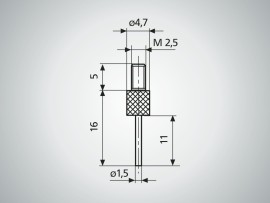 Image pro obrázek produktu 911 H1 Kolíkový měřící dotek plochý,osaz. tvrdokovem, D=1mm